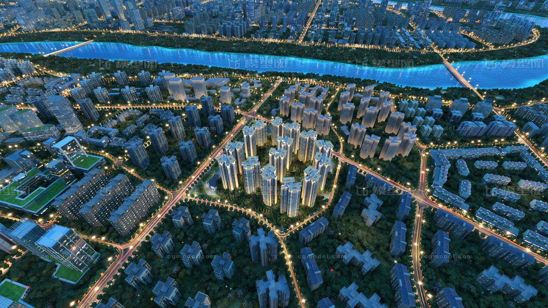 【T】内江市鸟瞰 四川省内江市模型-现代场景模型库-3ds Max(.max)模型下载-cg模型网