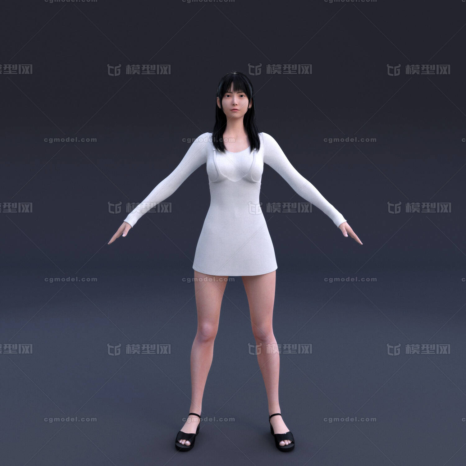 写实亚洲女人模型-女人模型库-3ds Max(.max)模型下载-cg模型网