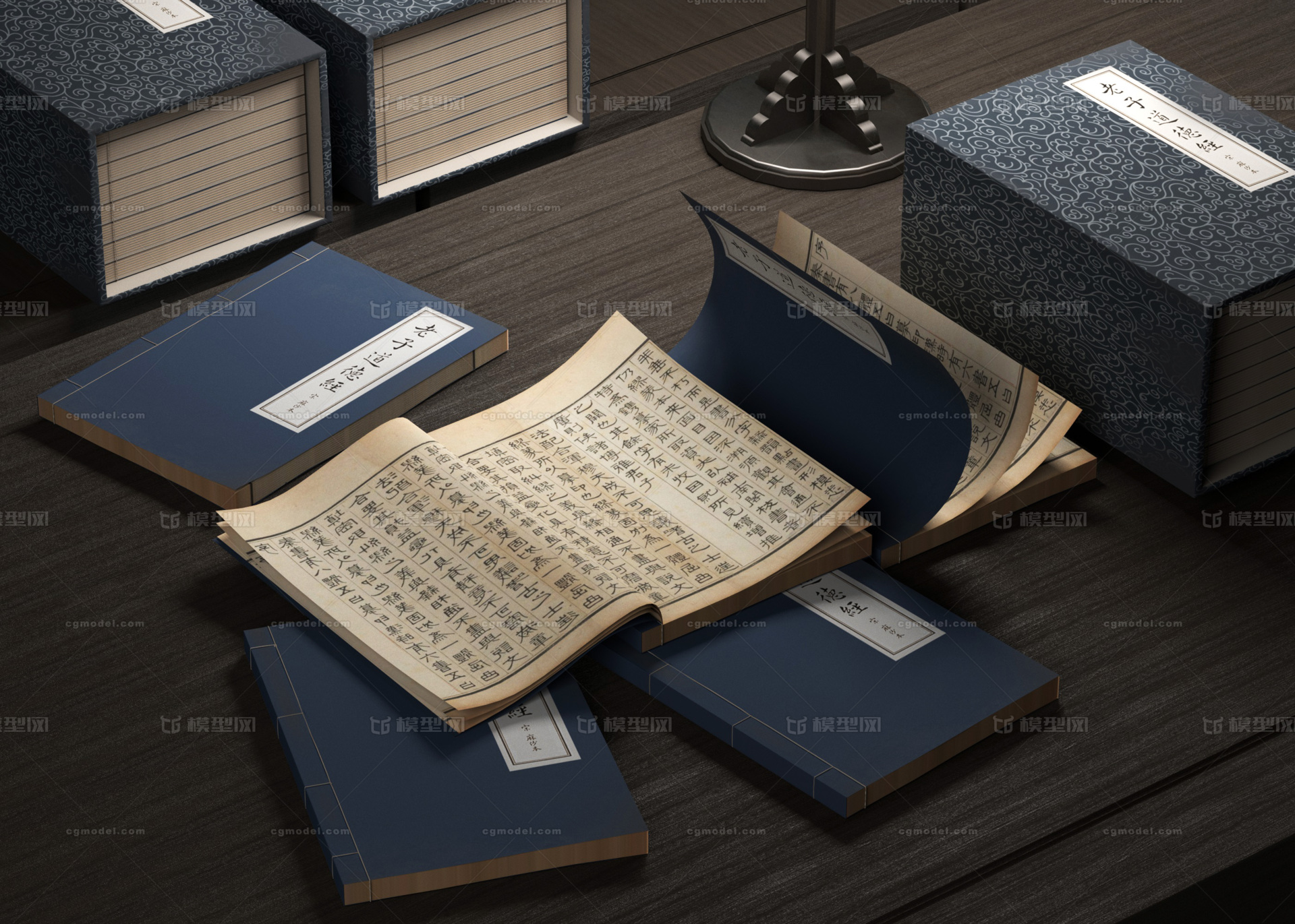 原创古籍书籍书本模型模型-古代场景模型库-Maya(.ma/.mb)模型下载-cg模型网