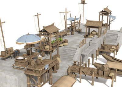 原创**码头场景模型模型-古代场景模型库-Maya(.ma/.mb)模型下载-cg模型网
