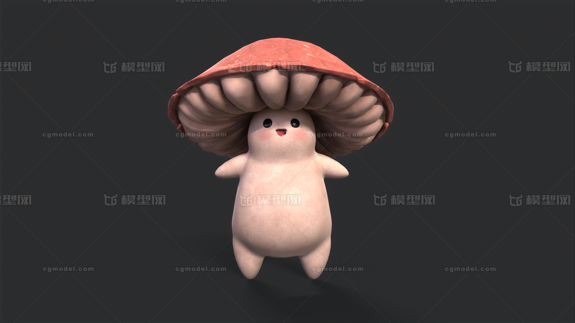 可爱的蘑菇 蘑菇人模型-真菌模型库-3ds Max(.max)模型下载-cg模型网