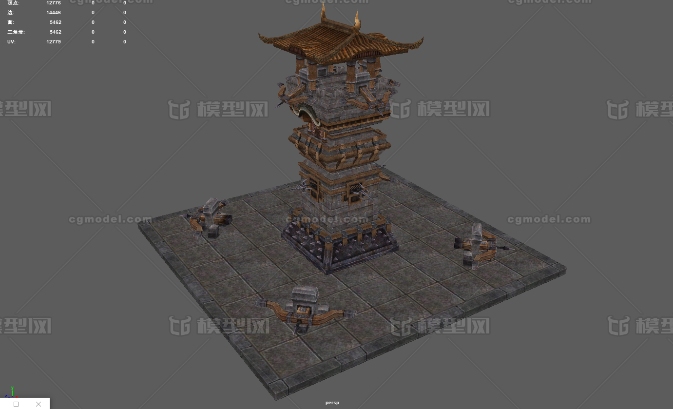 防御塔 箭塔模型-历史建筑模型库-Maya(.ma/.mb)模型下载-cg模型网