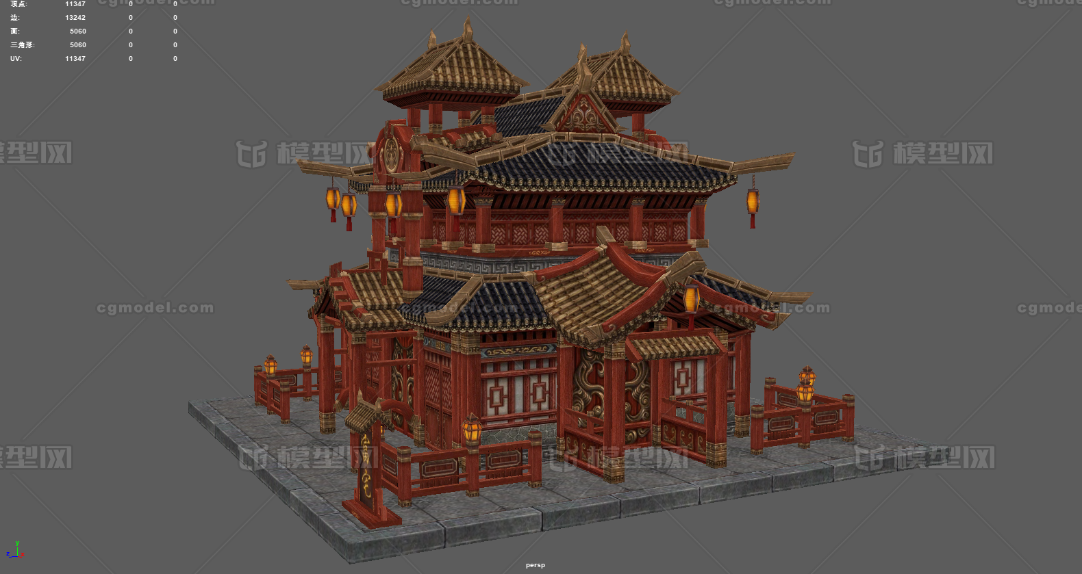 古代豪宅建筑场景模型 古代建筑模型-历史建筑模型库-Maya(.ma/.mb)模型下载-cg模型网