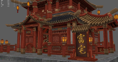 古代豪宅建筑场景模型 古代建筑模型-历史建筑模型库-Maya(.ma/.mb)模型下载-cg模型网