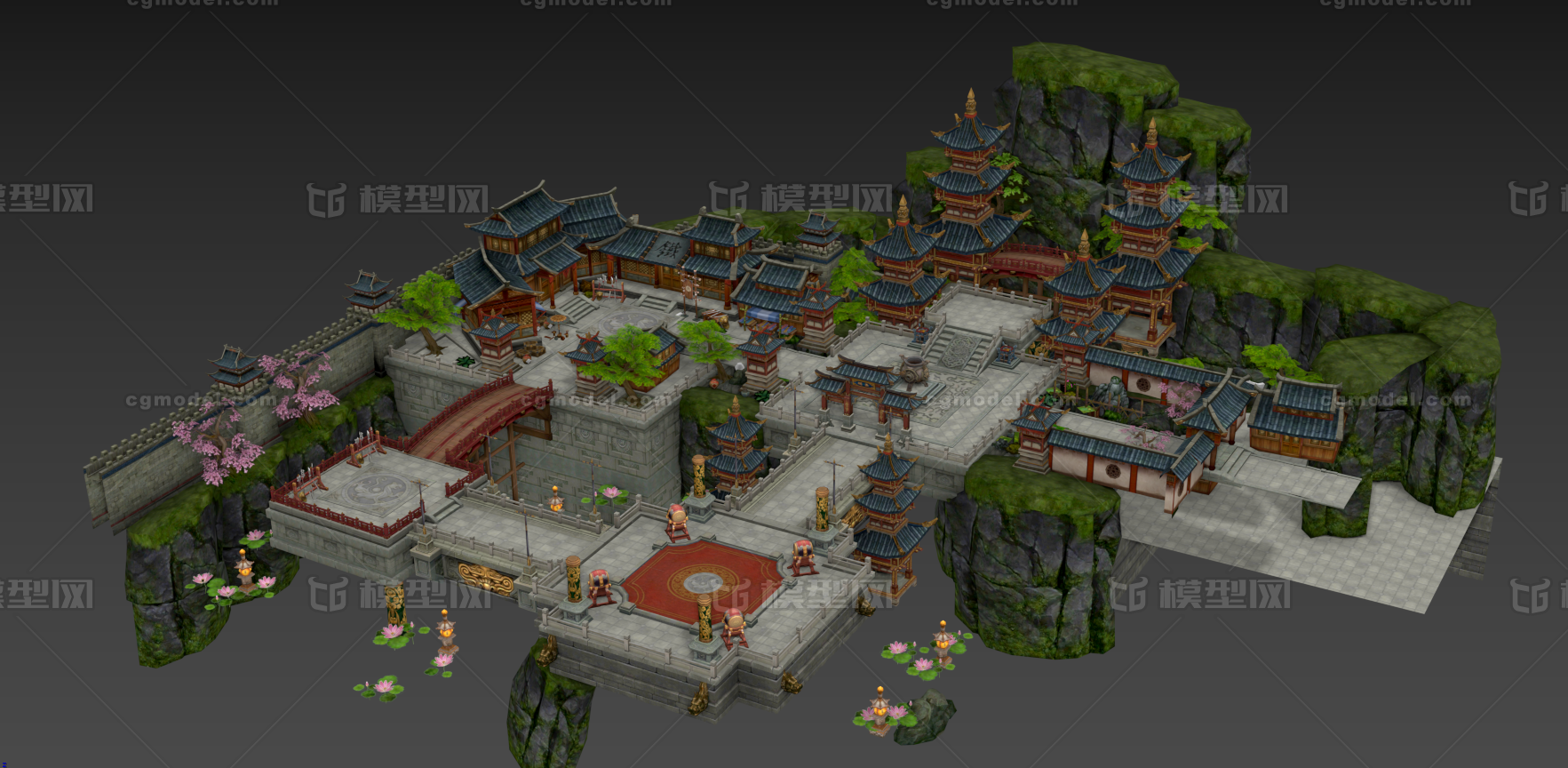古代城市场景模型-古代场景模型库-3ds Max(.max)模型下载-cg模型网