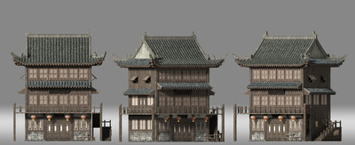 古代建筑 房屋模型-古代场景模型库-Maya(.ma/.mb)模型下载-cg模型网