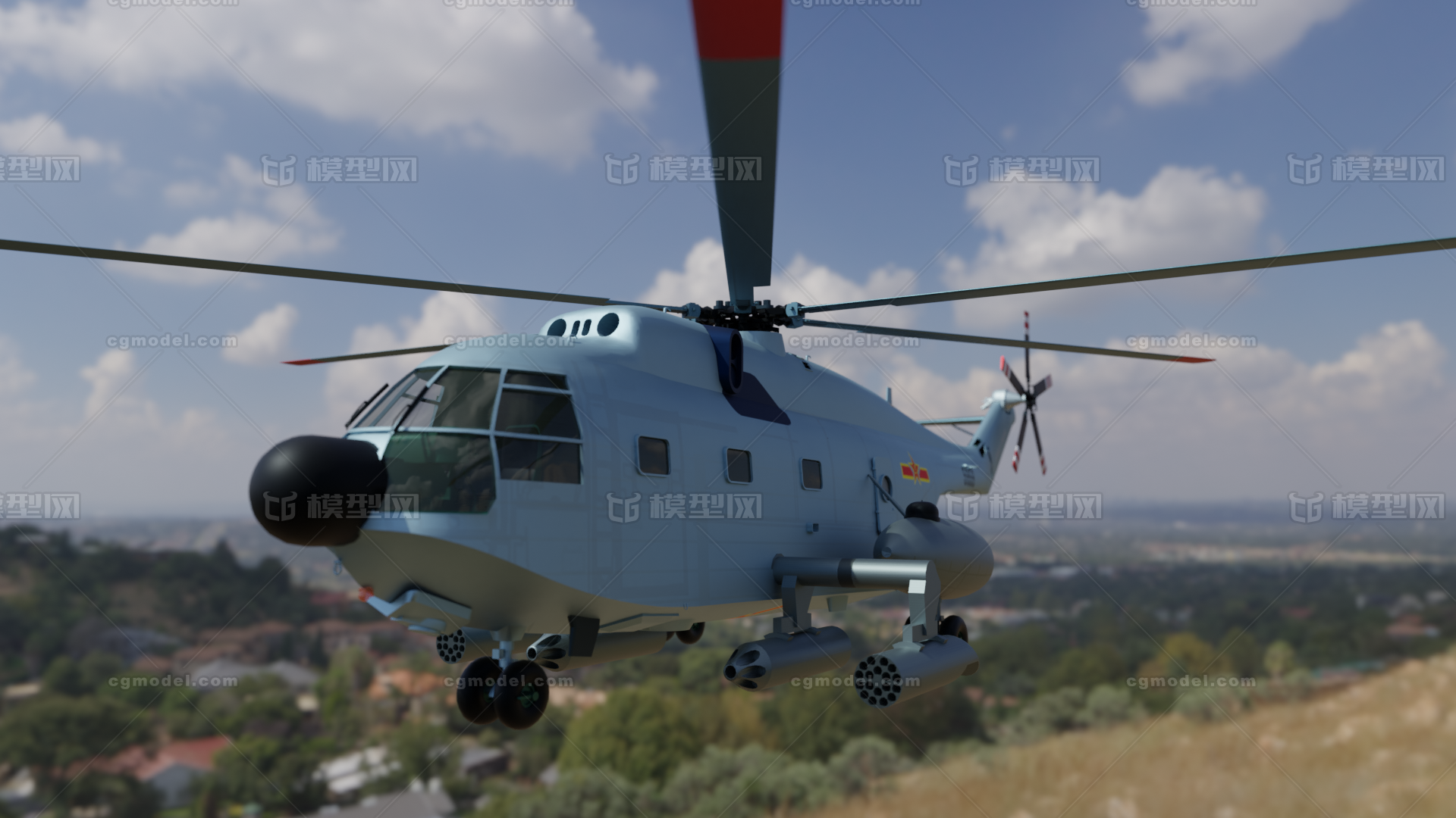 中国海军直-8 Z-8模型-军用直升机模型库-Blender(.blend)模型下载-cg模型网