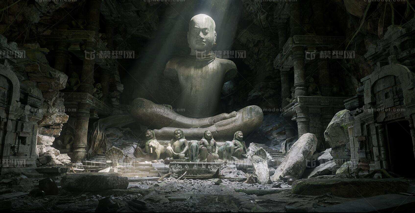 东方古庙 佛像模型-古代场景模型库-Unreal Engine模型下载-cg模型网