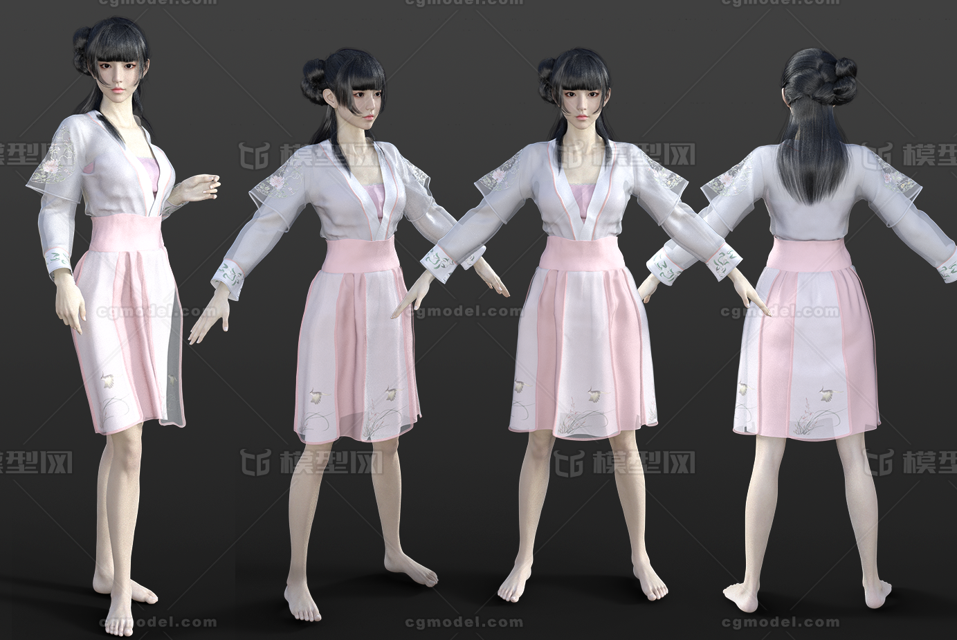 汉服美女 古装模型-女人模型库-3ds Max(.max)模型下载-cg模型网