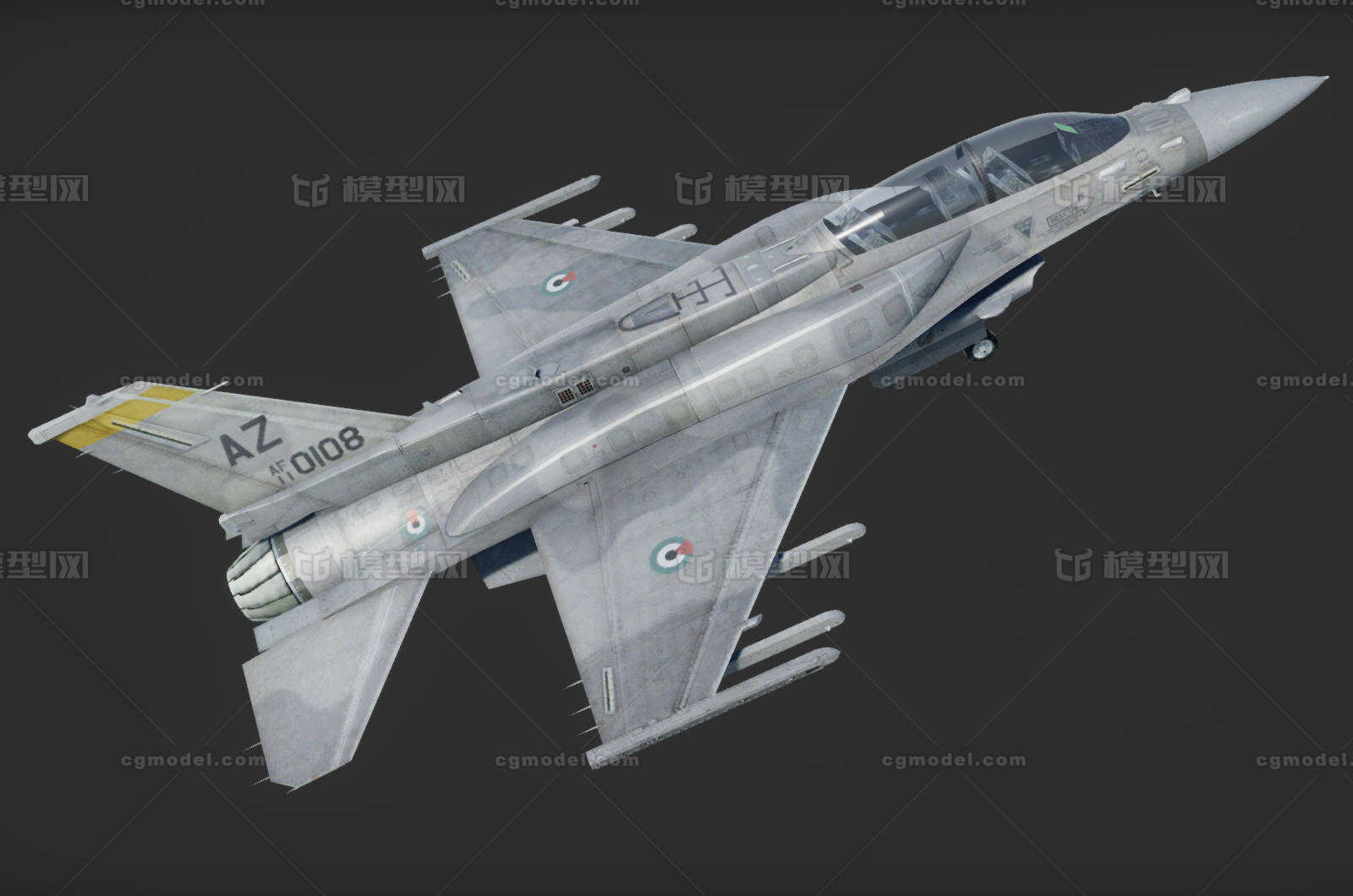 F16战斗机 F16模型-军用飞机模型库-Maya(.ma/.mb)模型下载-cg模型网