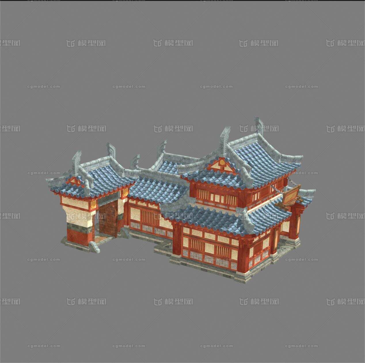 古代建筑场景模型-古代场景模型库-3ds Max(.max)模型下载-cg模型网