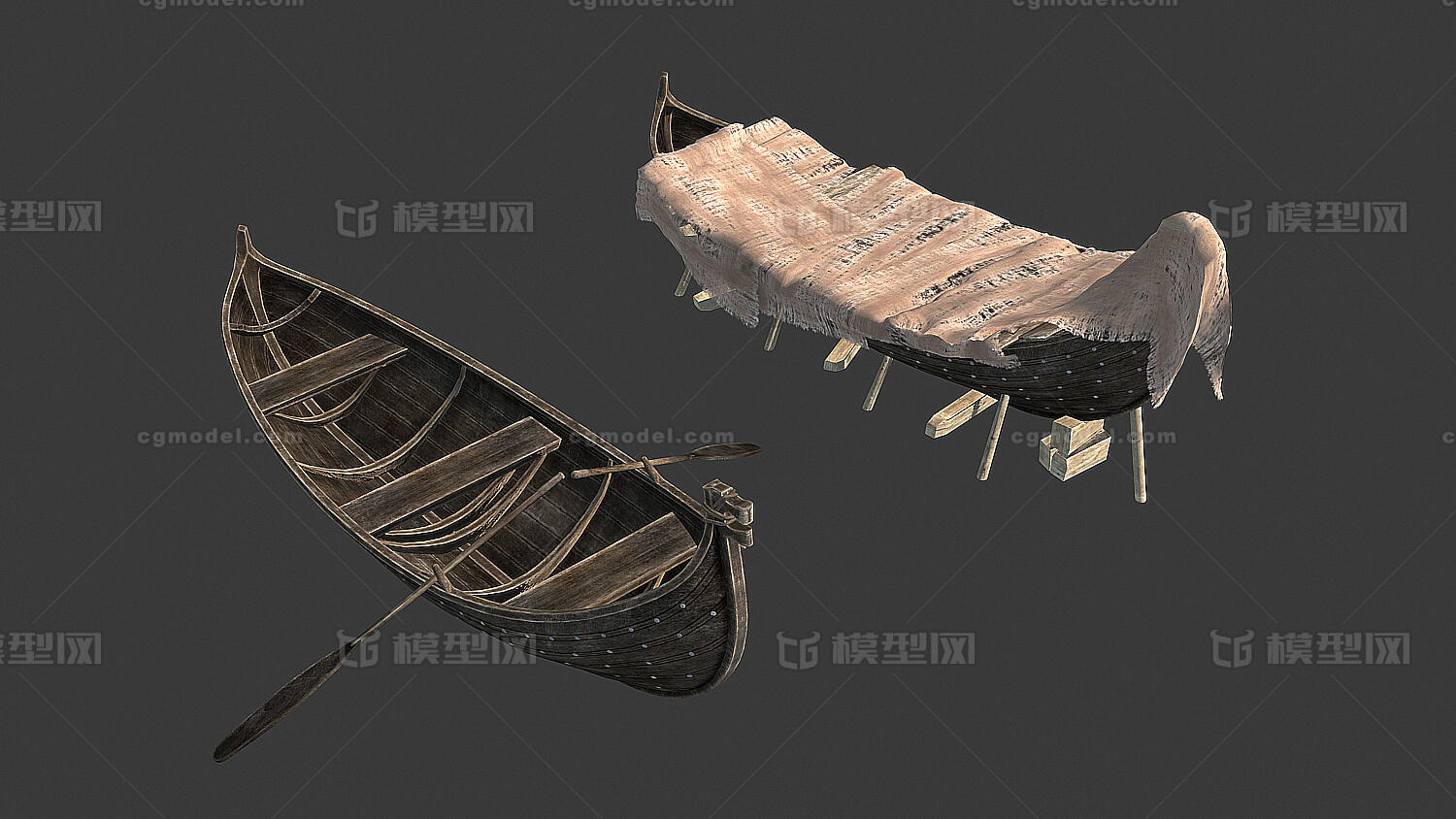 古代木船 打渔船模型-古代船/仿古船模型库-FBX(.fbx)模型下载-cg模型网
