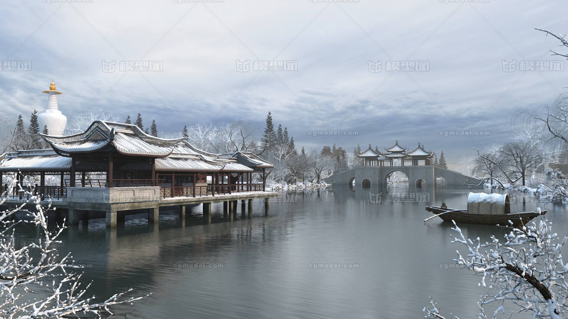 扬州冬日雪景唯美,高清图片,壁纸,自然风景-桌面城市