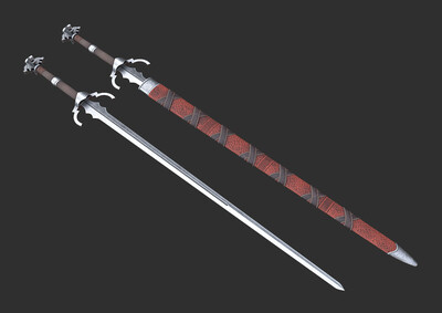 骑士剑 长剑模型-冷兵器模型库-FBX(.fbx)模型下载-cg模型网