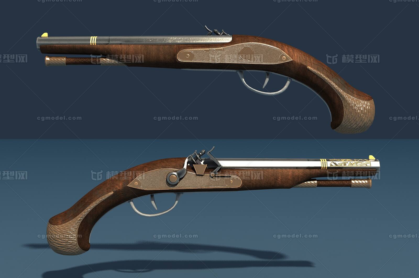 中世纪 燧发枪模型-枪械模型模型库-FBX(.fbx)模型下载-cg模型网