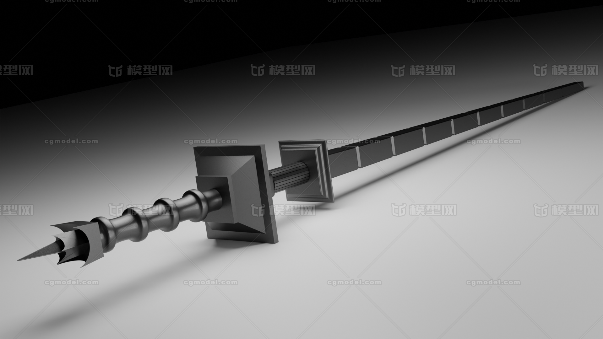 [武器]亢龙锏模型-冷兵器模型库-Blender(.blend)模型下载-cg模型网