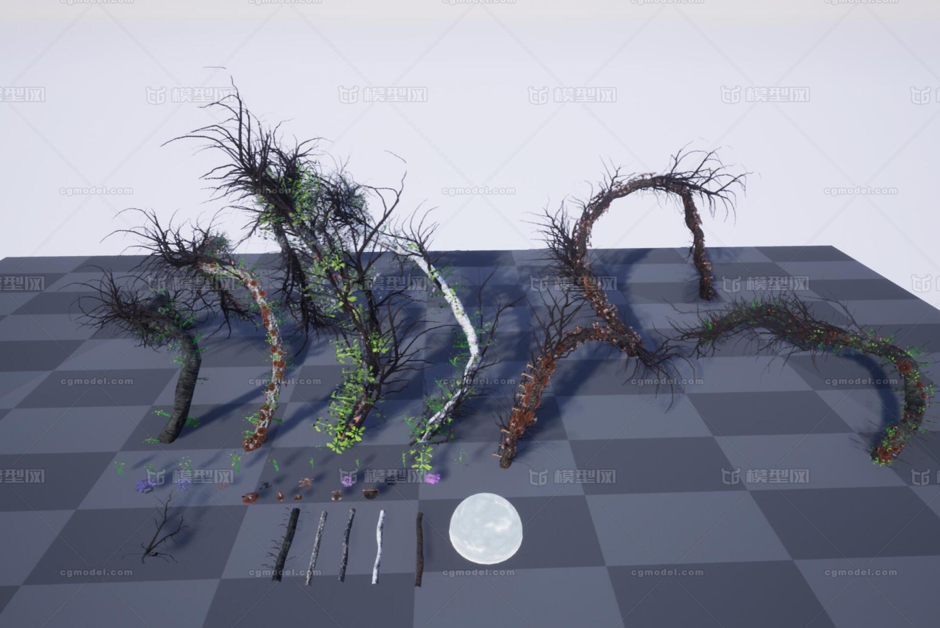 UE4/UE5黑暗 灌木模型-树木模型库-FBX(.fbx)模型下载-cg模型网