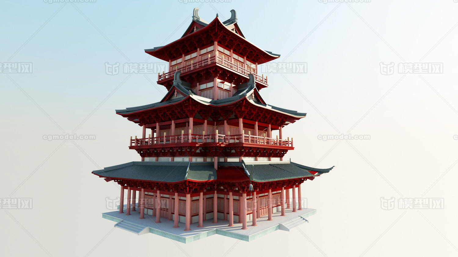 阁 阁楼模型-历史建筑模型库-3ds Max(.max)模型下载-cg模型网
