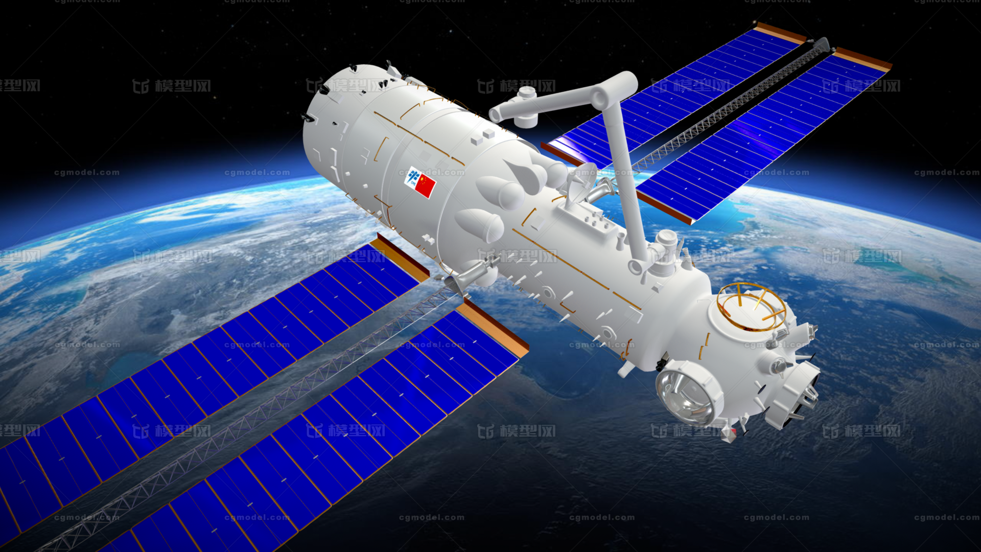 天和核心舱 天和号模型-人造地球卫星模型库-Cinema 4D(.c4d)模型下载-cg模型网