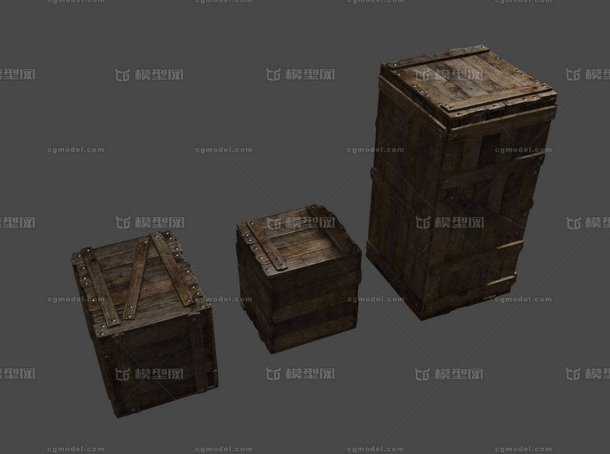 次时代风格木箱3d模型 PBR流程贴图制作模型-场景部件模型库-Blender(.blend)模型下载-cg模型网