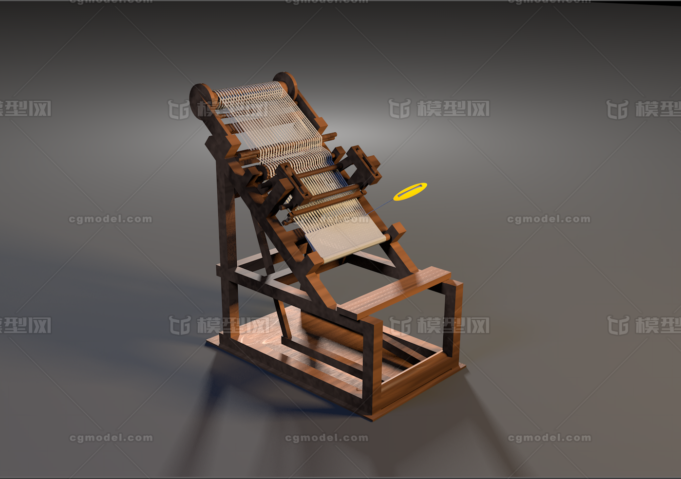 古代木织机 织布机模型-农业设备模型库-FBX(.fbx)模型下载-cg模型网