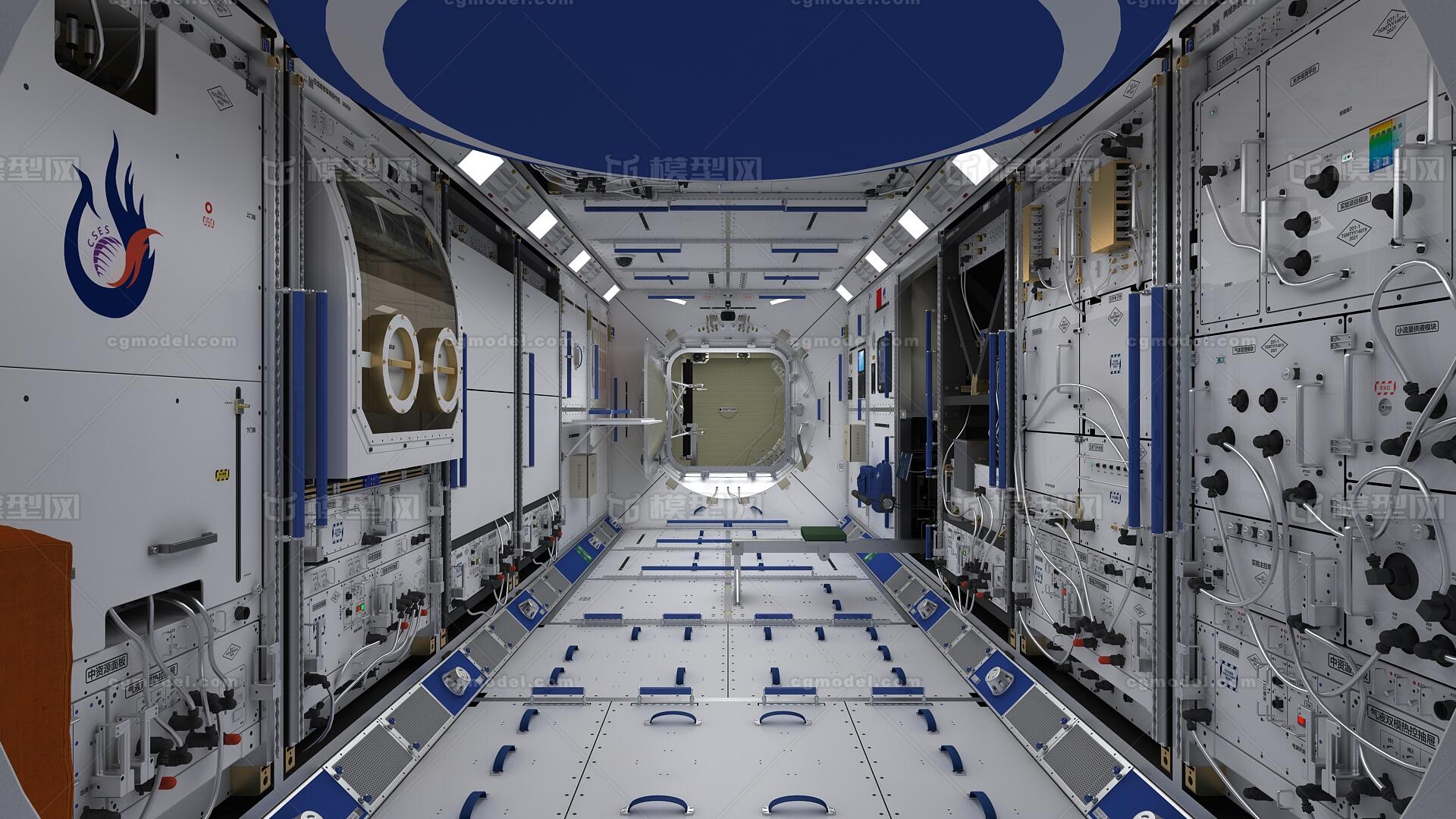 高细节梦天号实验舱内部结构(中国天宫空间站)模型-人造地球卫星模型库-3ds Max(.max)模型下载-cg模型网