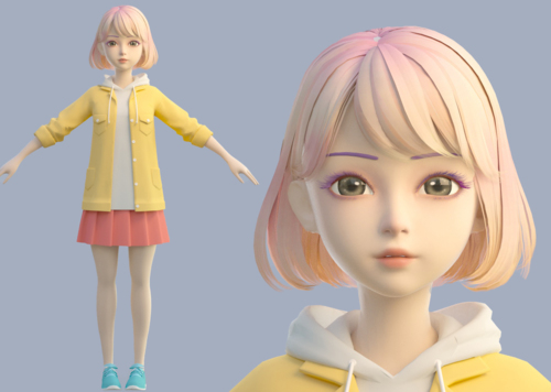 卡通女孩 少女模型 孩子 女模型库 Cinema 4d C4d 模型下载 Cg模型网