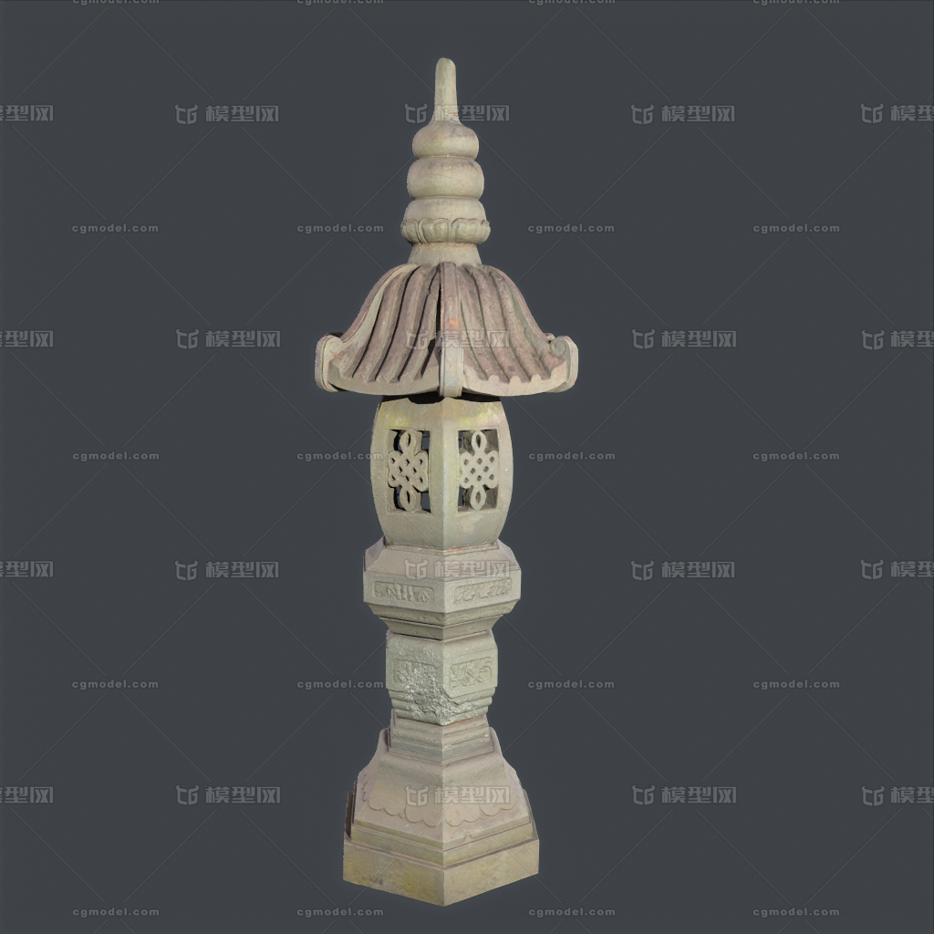 石灯 古代石灯模型-场景部件模型库-Maya(.ma/.mb)模型下载-cg模型网