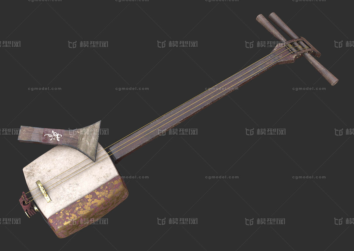 三弦琴 三弦模型-乐器模型库-FBX(.fbx)模型下载-cg模型网