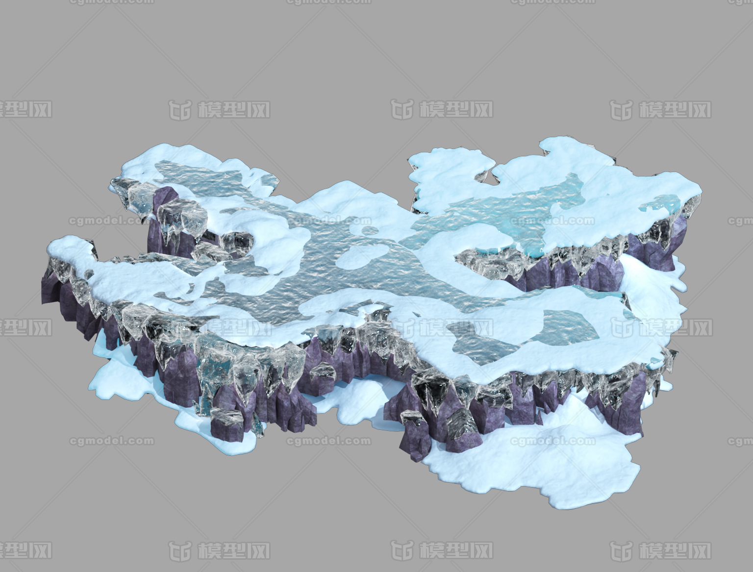 冰晶冰川 雪地雪山模型-场景部件模型库-3ds Max(.max)模型下载-cg模型网