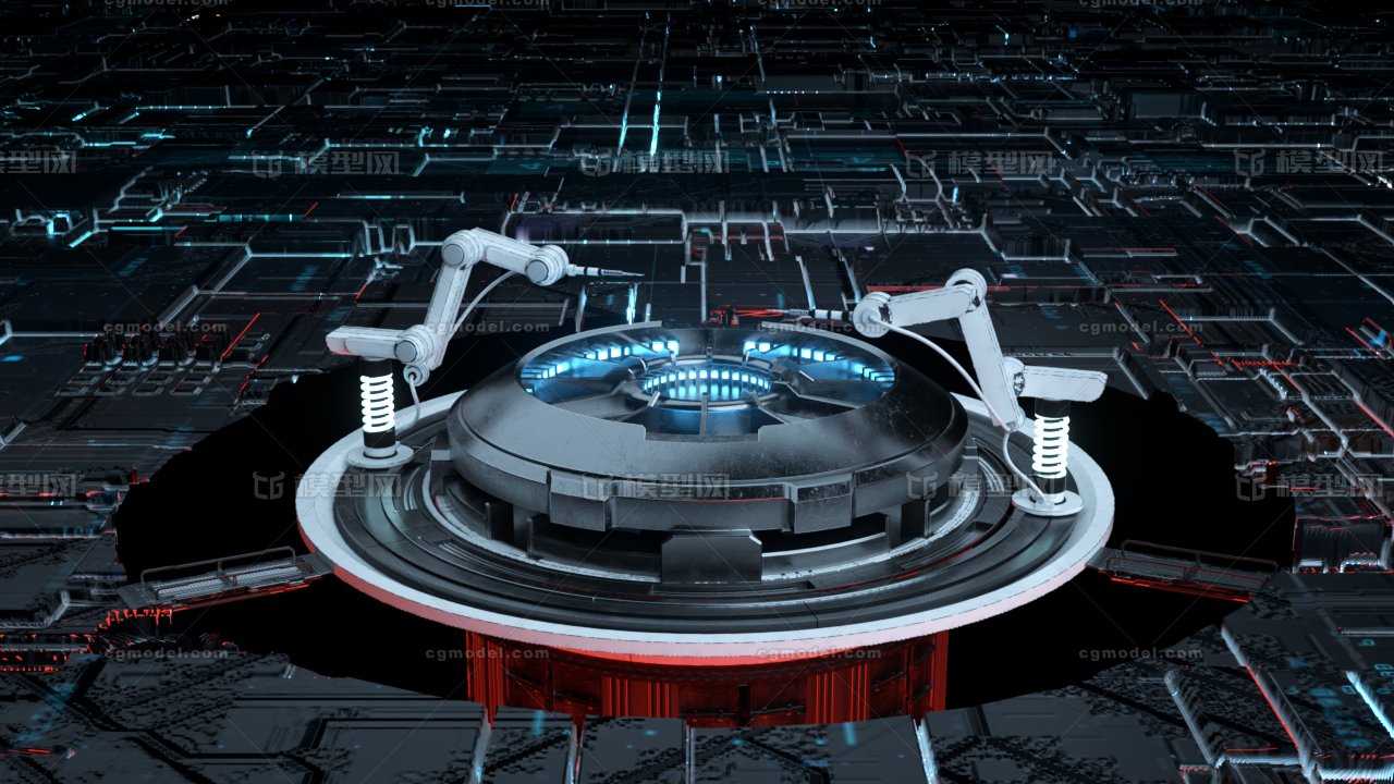 机械臂科幻展示平台模型-科幻场景模型库-Cinema 4D(.c4d)模型下载-cg模型网
