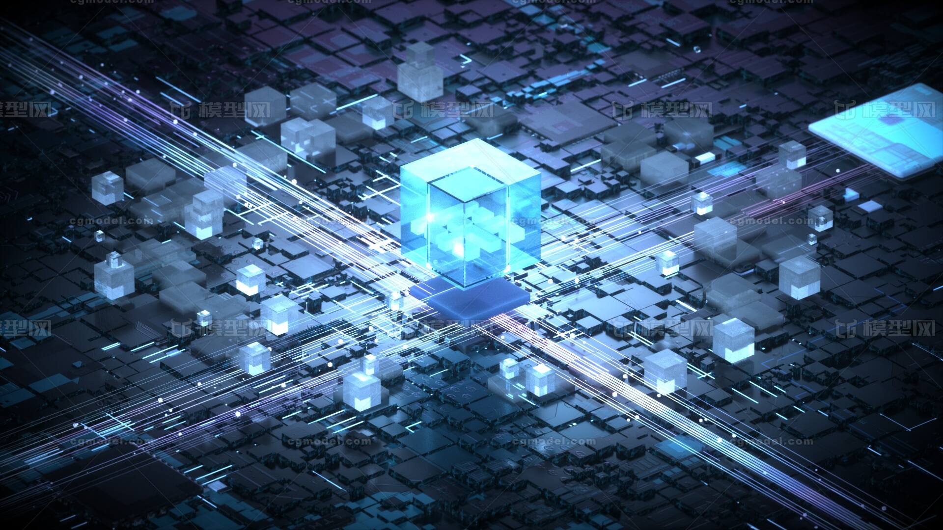 芯片 科幻芯片CPU模型-科幻场景模型库-Cinema 4D(.c4d)模型下载-cg模型网