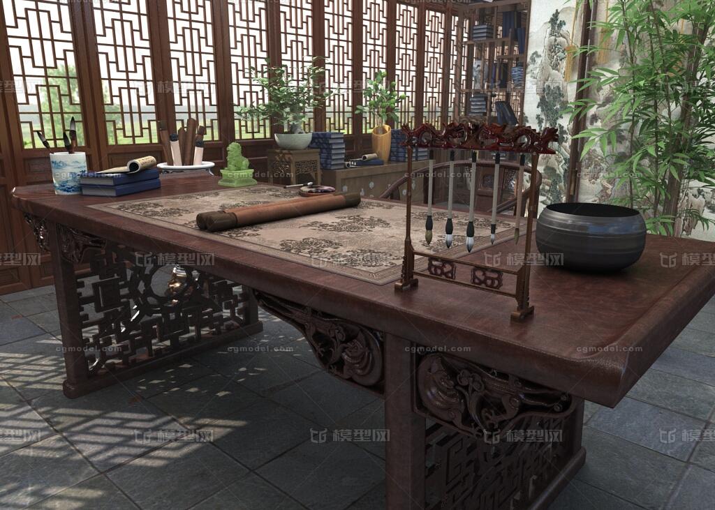 写实古代室内场景 古代卷轴动画模型-古代场景模型库-3ds Max(.max)模型下载-cg模型网
