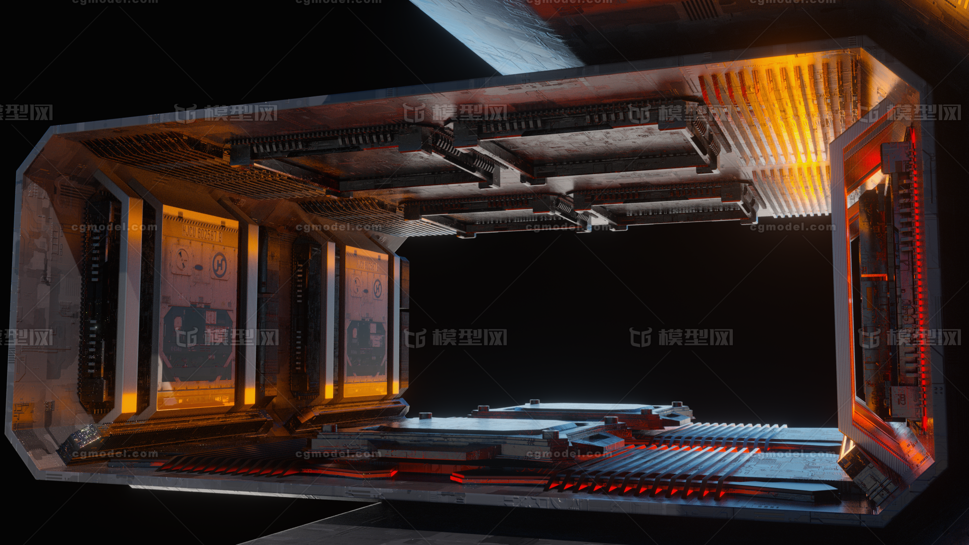 太空舱 太空走廊模型-科幻场景模型库-Cinema 4D(.c4d)模型下载-cg模型网