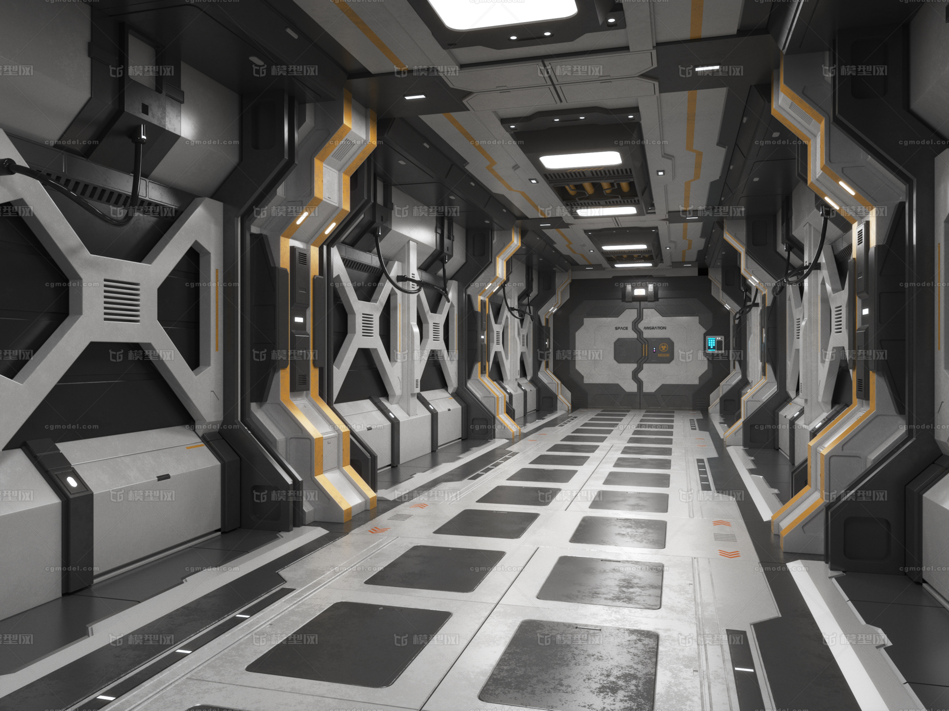 科幻太空站宇宙空间站走廊 有镜头动画模型-科幻场景模型库-3ds Max(.max)模型下载-cg模型网