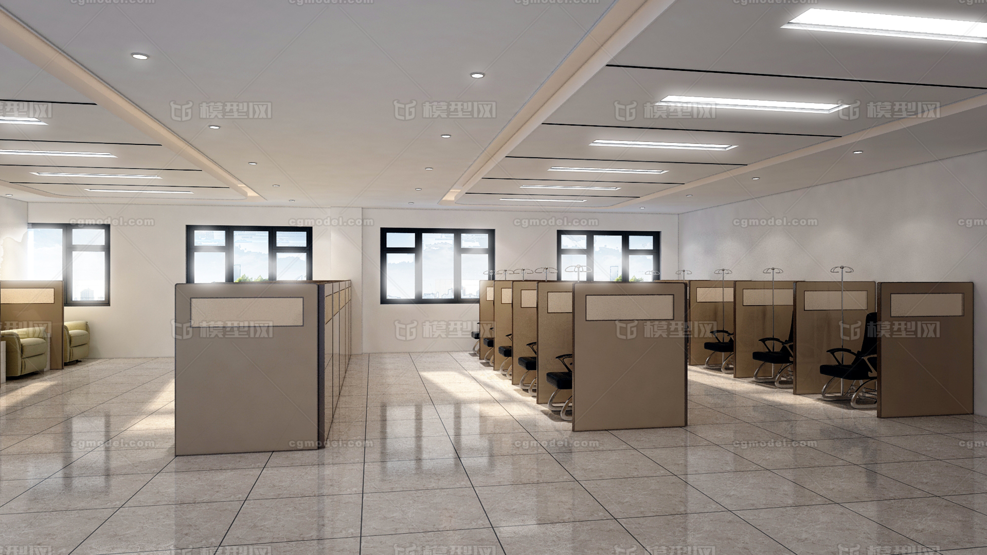 输液大厅 输液室模型-现代场景模型库-Blender(.blend)模型下载-cg模型网