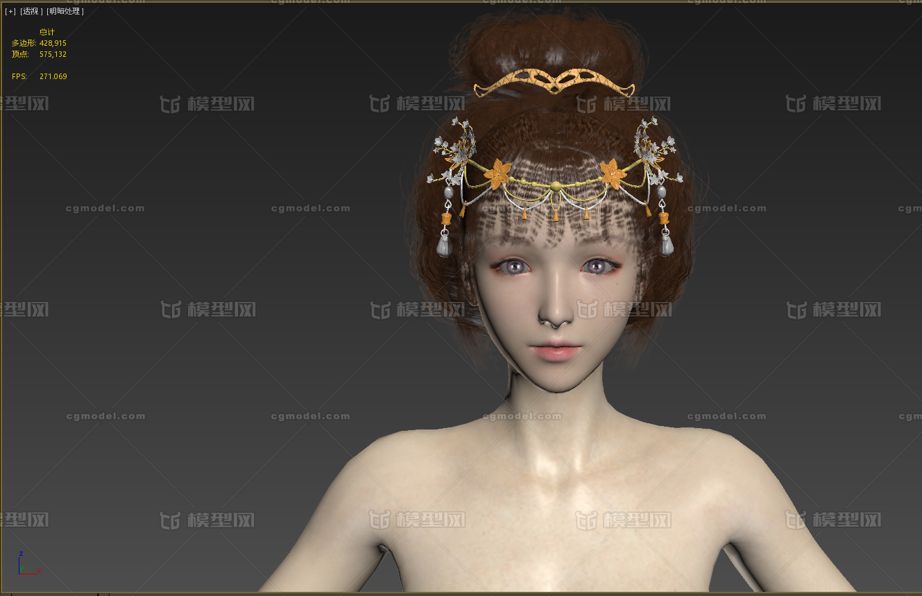 中国风古代宫廷嫔妃仕女富家千金大小姐模型-女人模型库-3ds Max(.max)模型下载-cg模型网