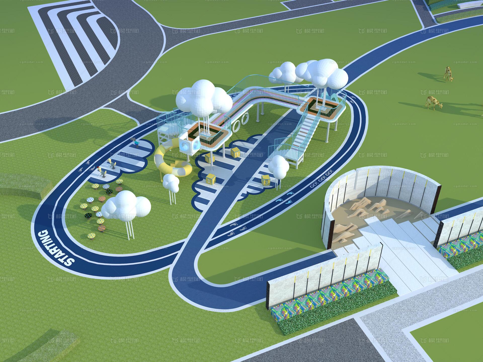 儿童乐园 游乐场设施模型-娱乐空间模型库-3ds Max(.max)模型下载-cg模型网