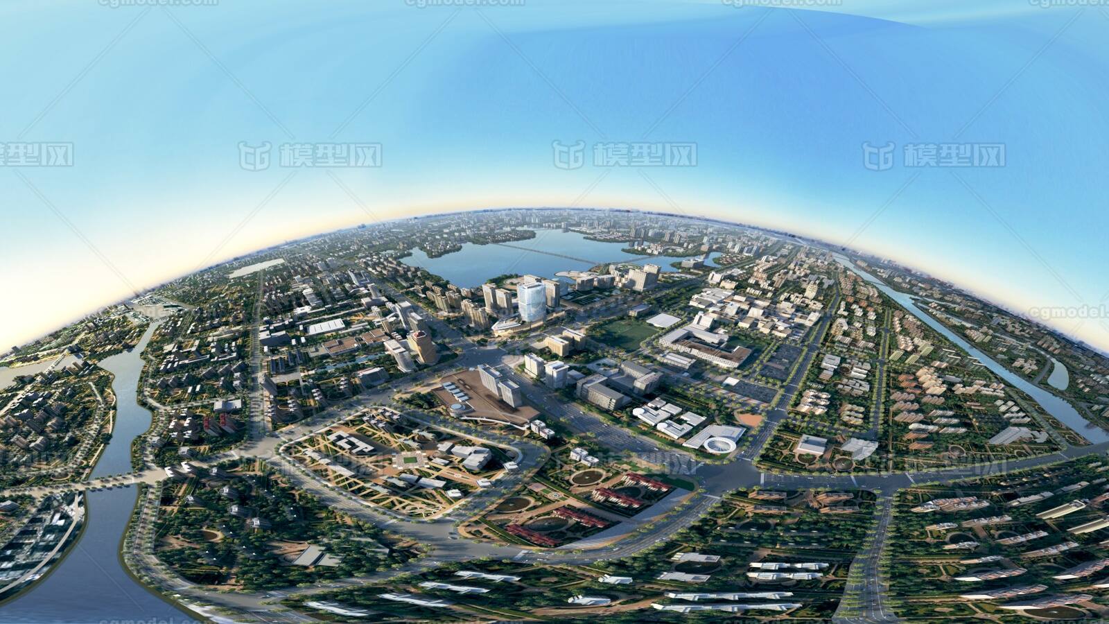 鸟瞰 商业综合体模型-现代场景模型库-3ds Max(.max)模型下载-cg模型网