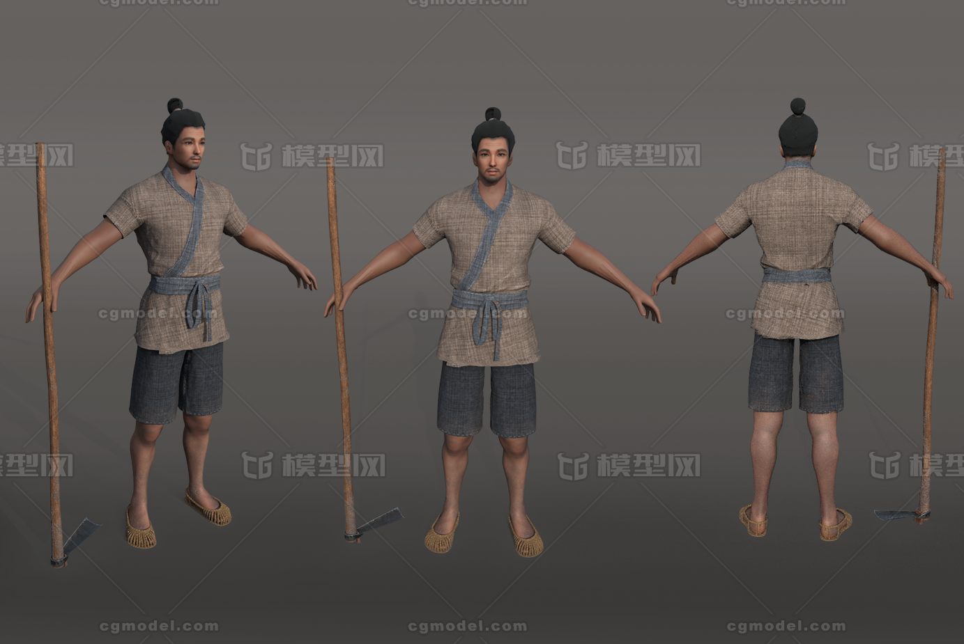 古代农民 古代工匠模型-男人模型库-3ds Max(.max)模型下载-cg模型网