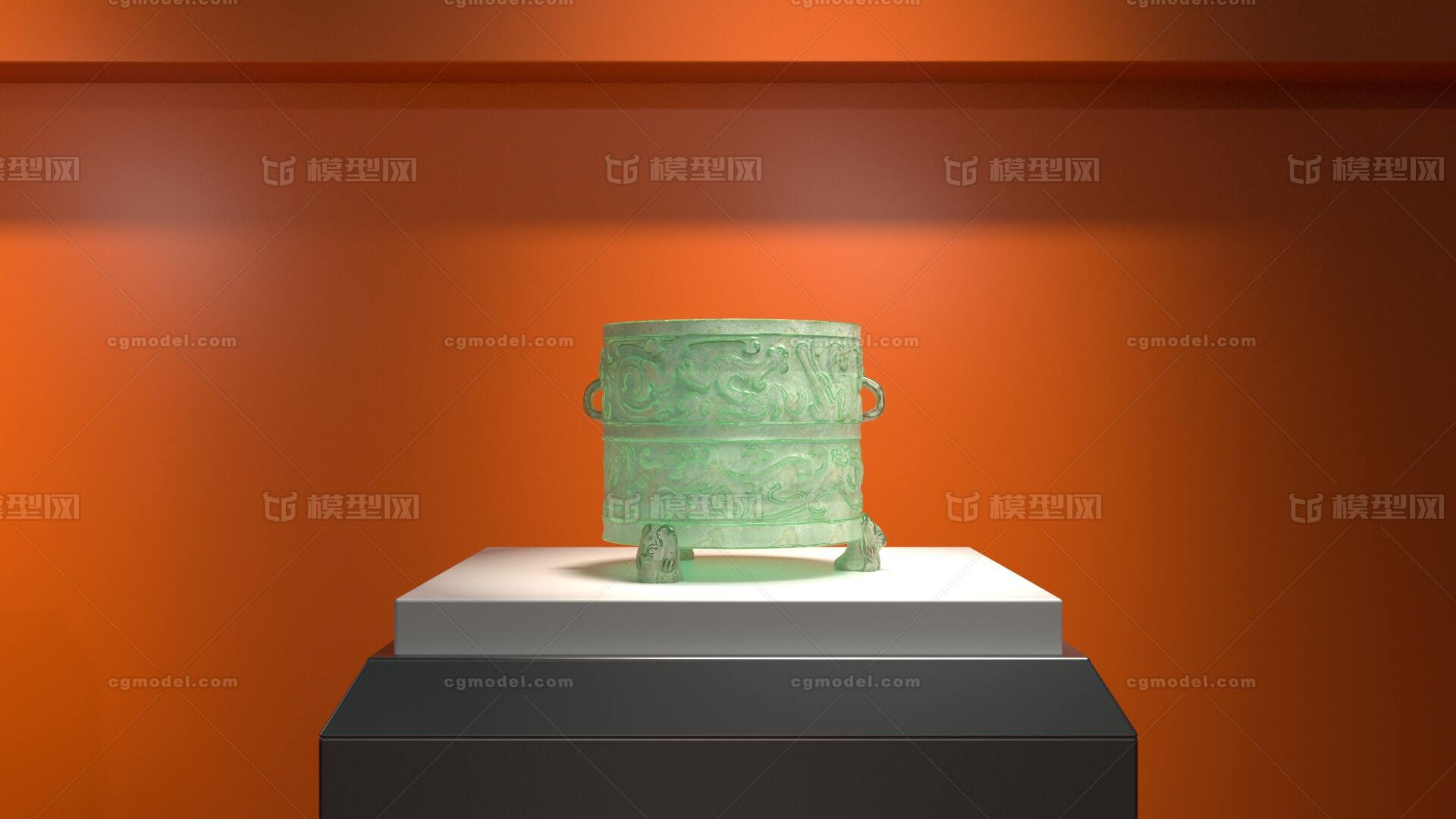 神兽纹玉樽 （两种材质）模型-现代场景模型库-Maya(.ma/.mb)模型下载-cg模型网