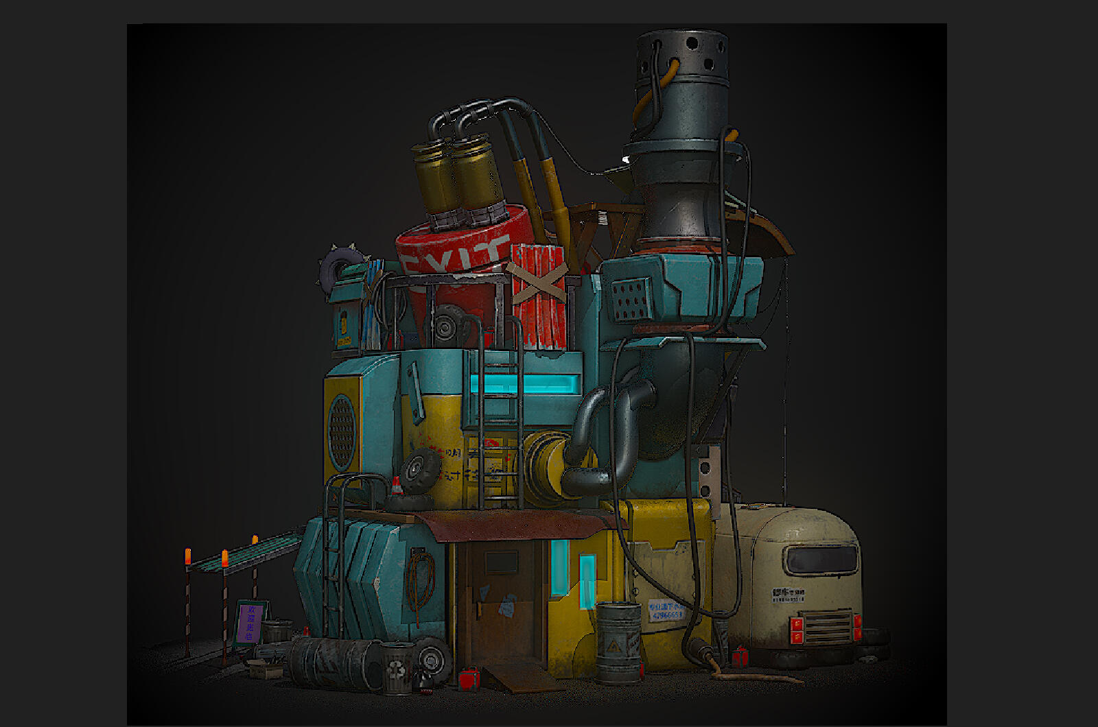 赛博 朋克 科幻 废土 酒吧 PBR模型 - 场景/空间/建筑 - 作品模型 - CG模型网