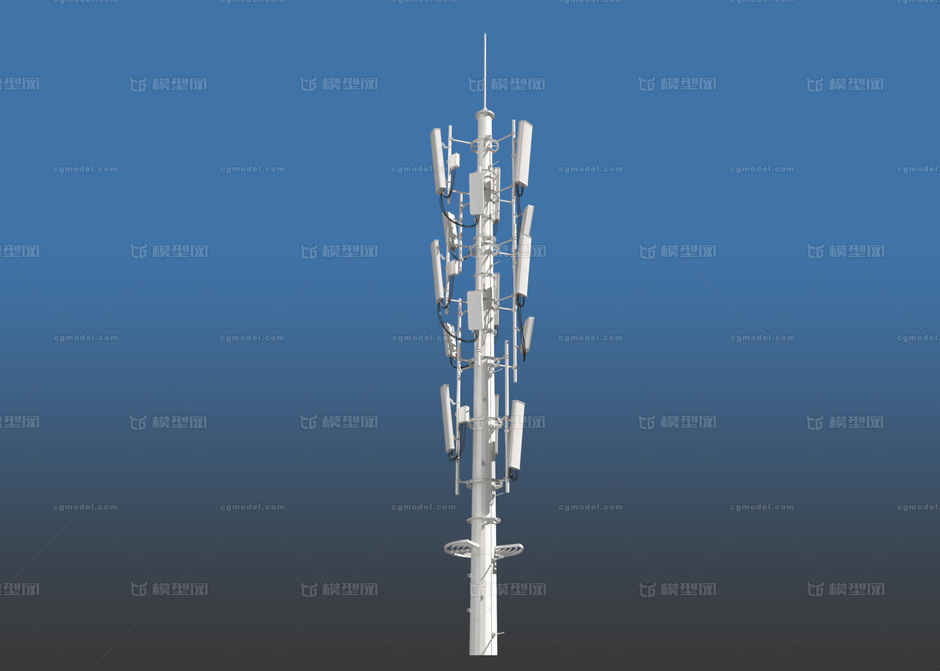 电视信号发射塔 通讯设施模型-工业设备模型库-3ds Max(.max)模型下载-cg模型网