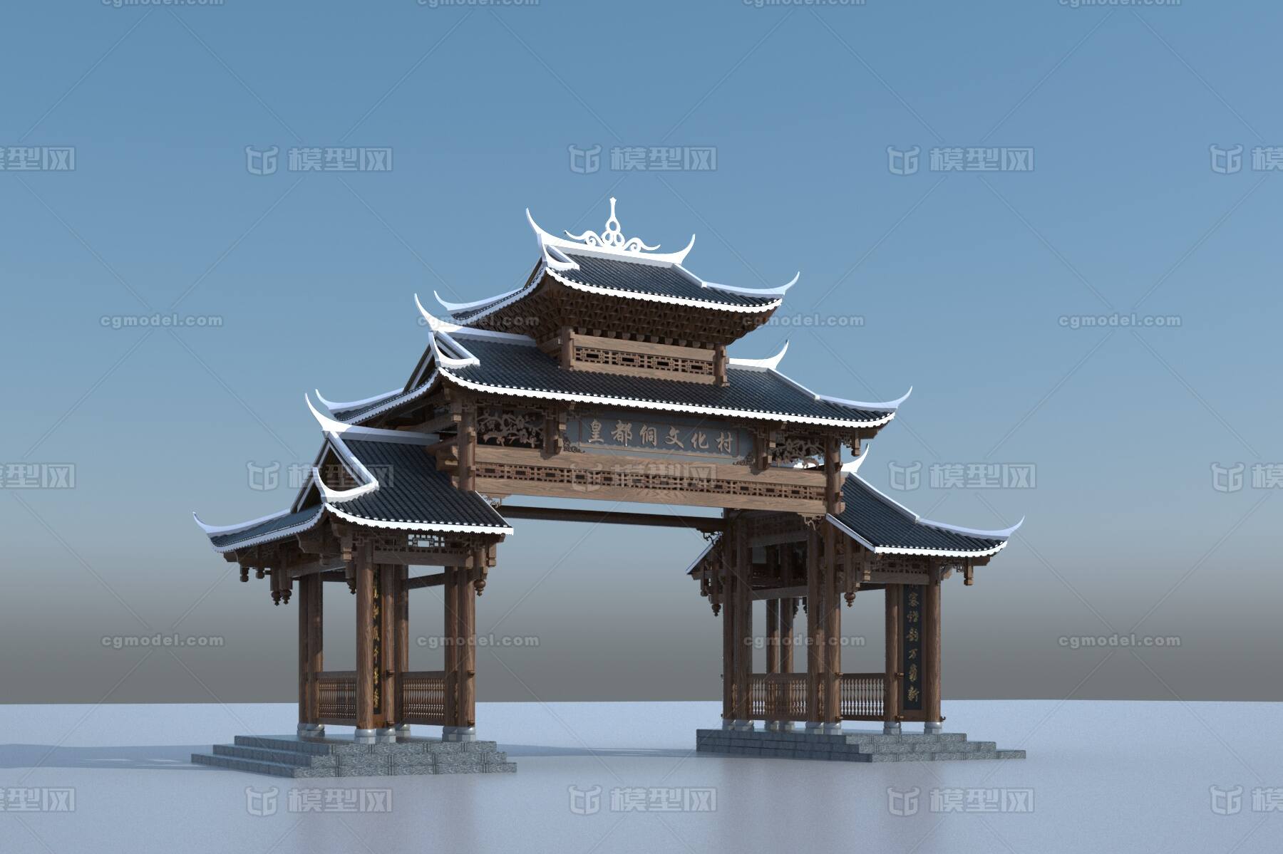 古建侗族大门模型-历史建筑模型库-3ds Max(.max)模型下载-cg模型网