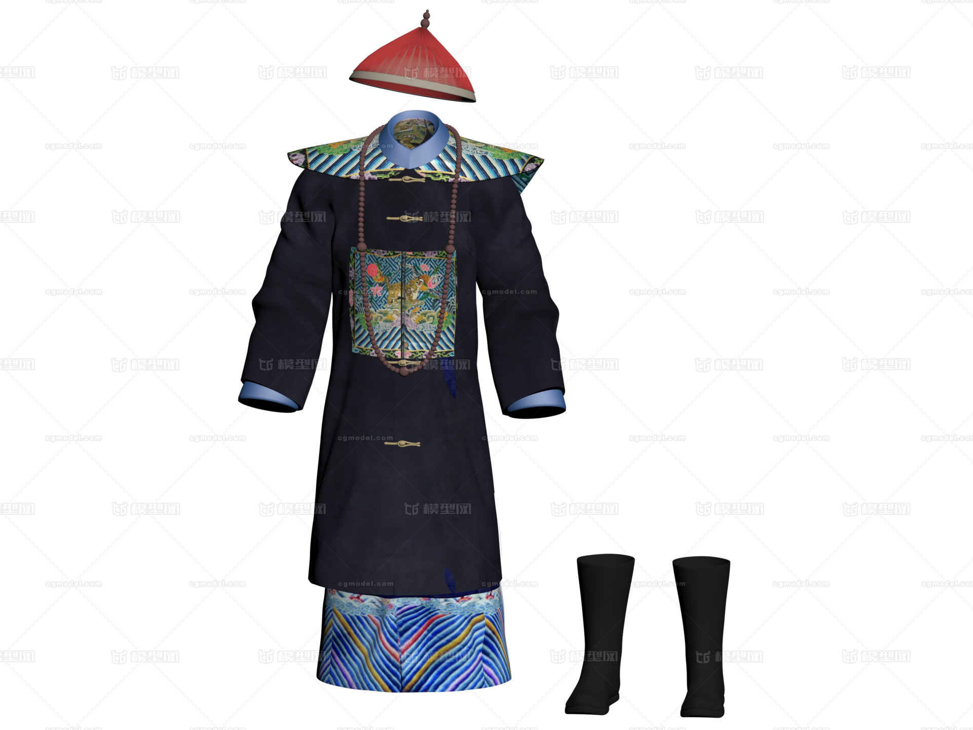 清朝 清代模型-穿戴服饰模型库-3ds Max(.max)模型下载-cg模型网