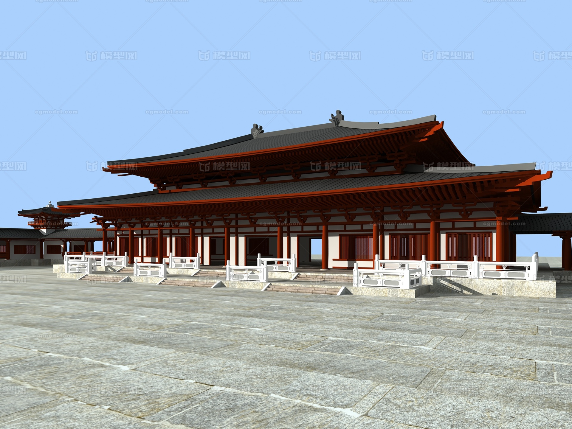 重檐大殿 大雄宝殿模型-历史建筑模型库-3ds Max(.max)模型下载-cg模型网