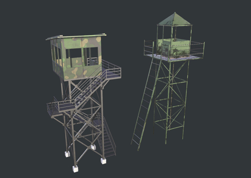 pbr 次世代 观测塔 军事哨塔 铁塔 营地 塔楼