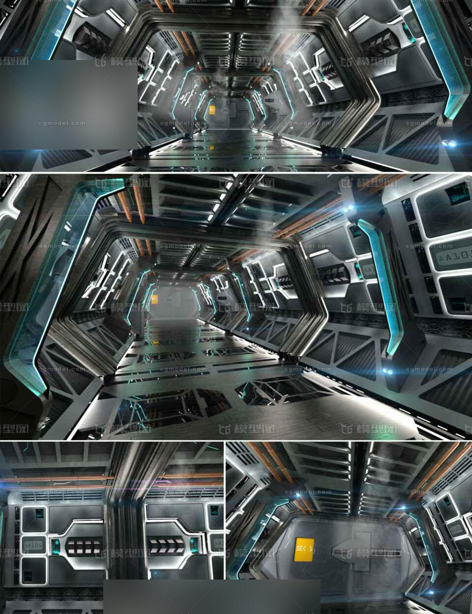 【场景13】科幻走廊 科幻室内模型-科幻场景模型库-3ds Max(.max)模型下载-cg模型网