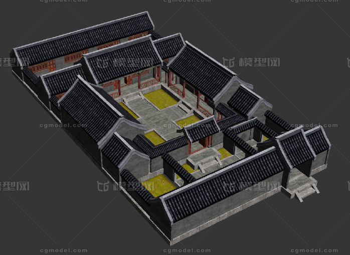 北京四合院 中式建筑模型-古代场景模型库-3ds Max(.max)模型下载-cg模型网