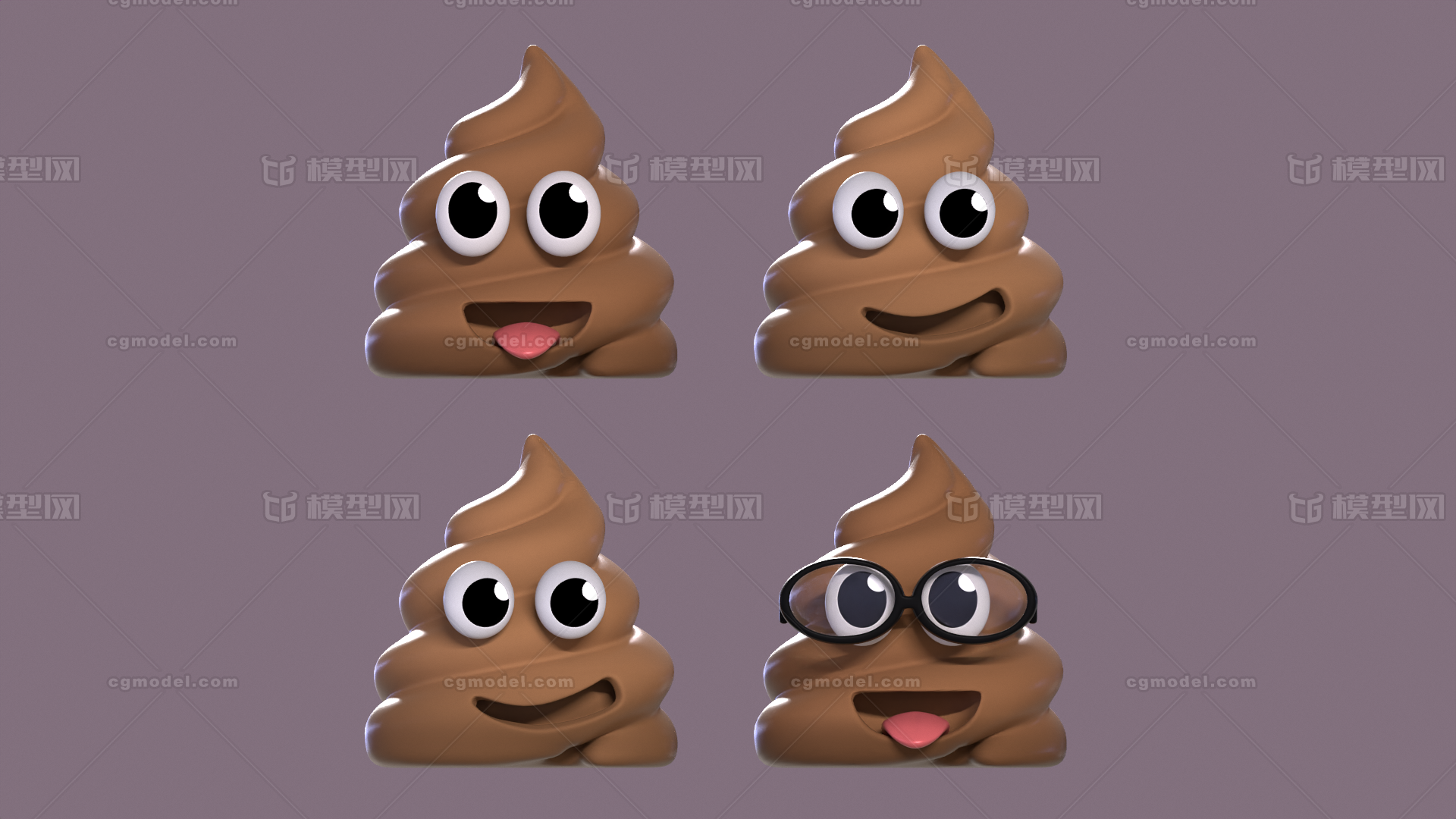 卡通大便 Emoji模型-场景部件模型库-3ds Max(.max)模型下载-cg模型网